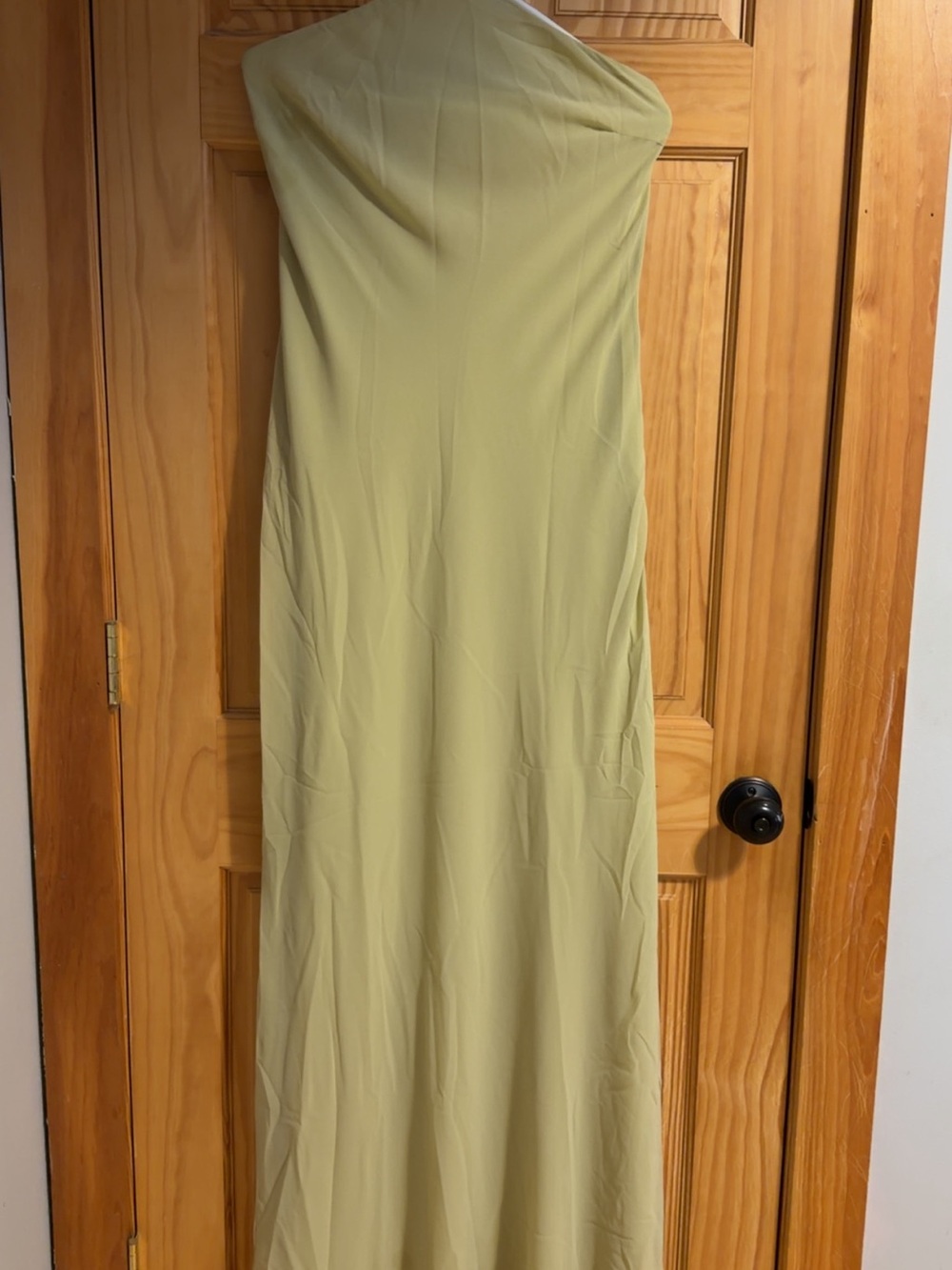 Strapless Light Sage Green Evening Dress